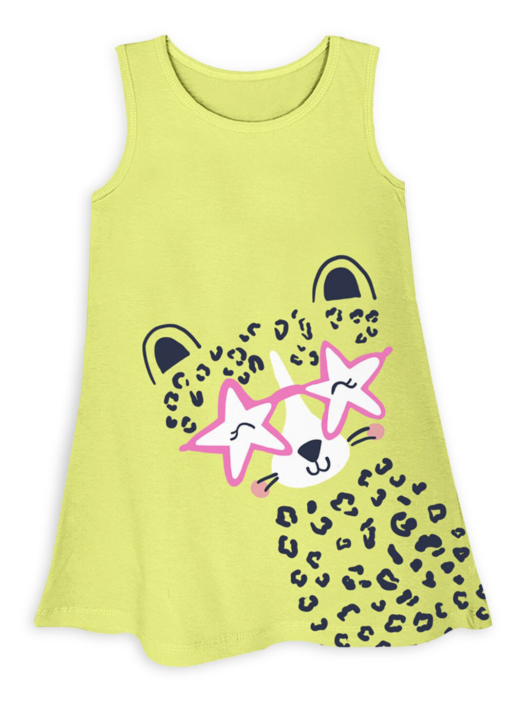 

Hopscotch Girls Lime Green Animal Printed A-Line Dress