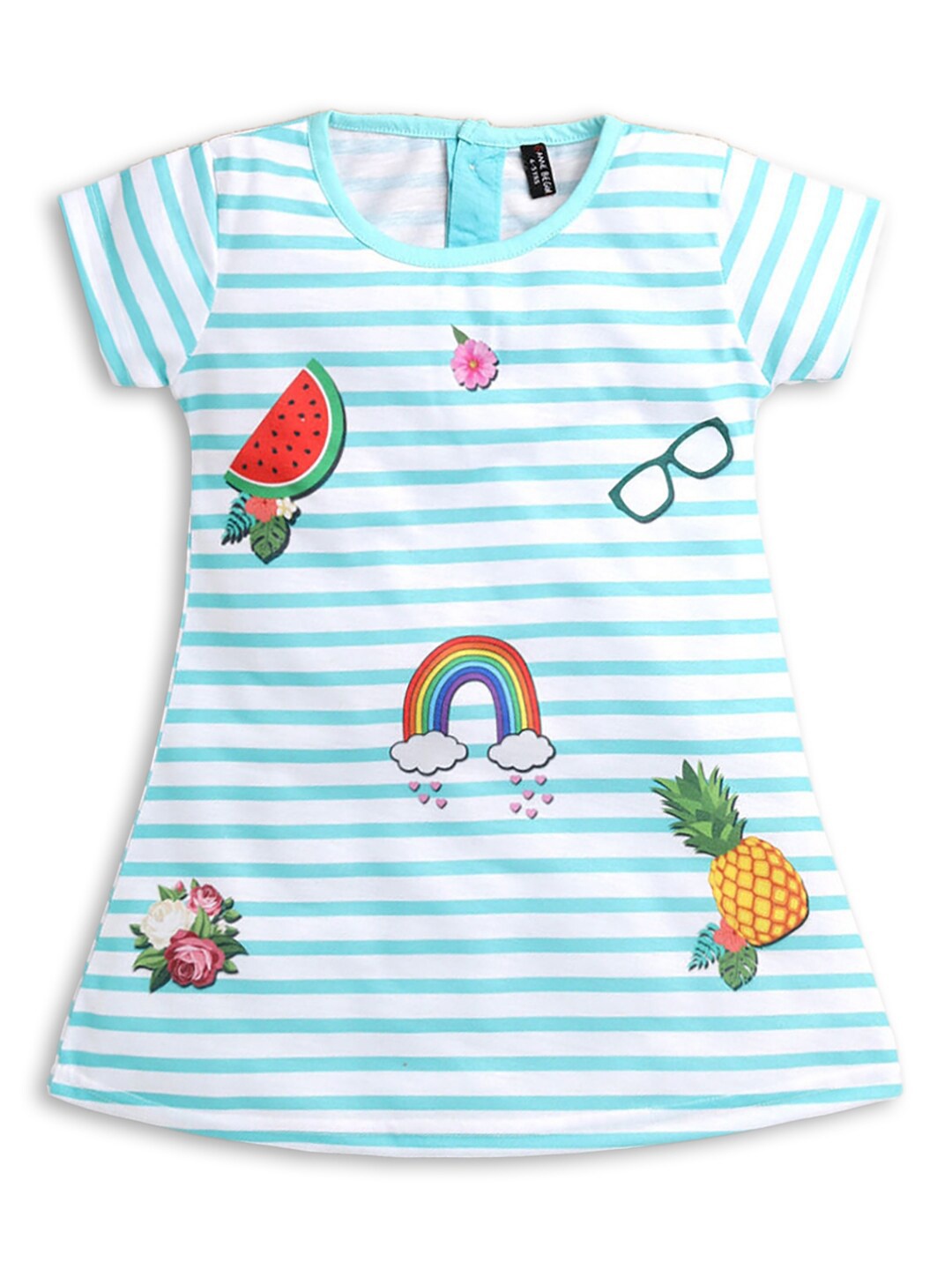 

Hopscotch Girls & White Striped Cotton T-shirt Dress, Blue