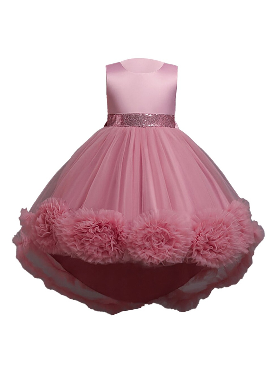 

Hopscotch Girls Pink Solid Party Gown Dress