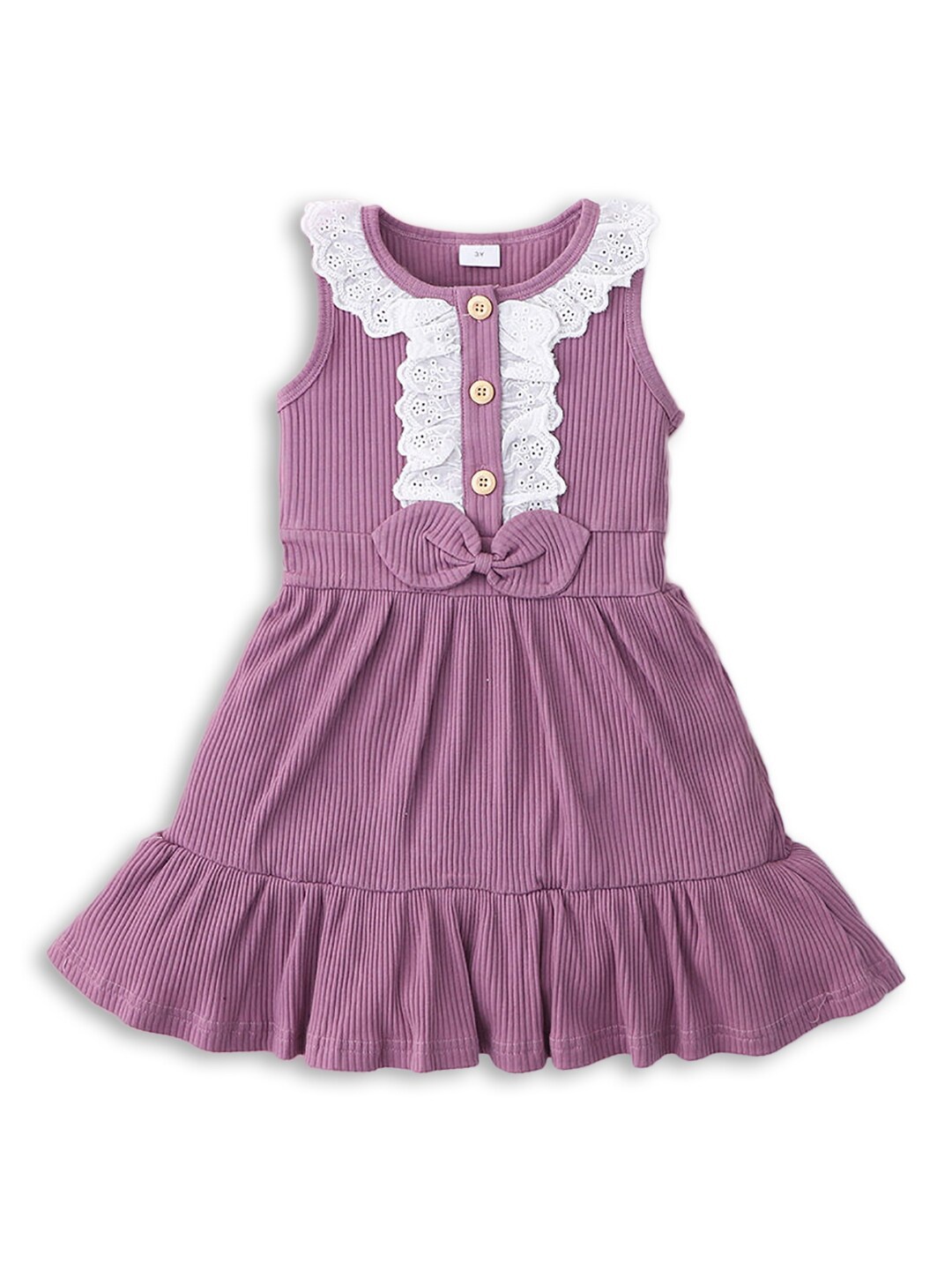 

Hopscotch Girls Purple Self Design Dress
