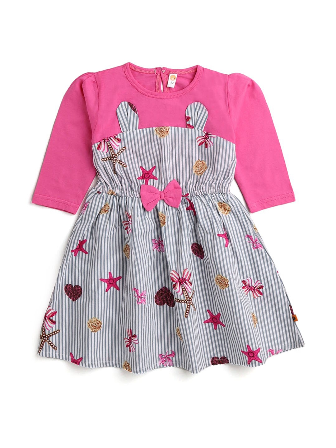 

Hopscotch Girls Pink & Grey Striped Empire Dress