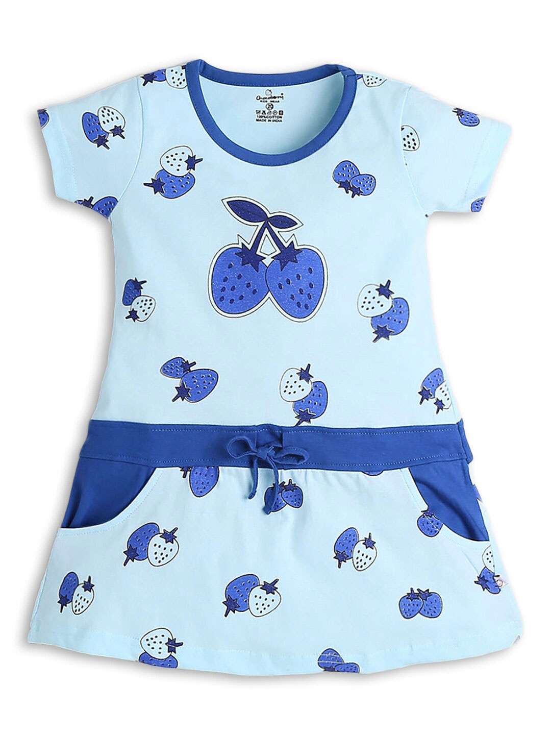 

Hopscotch Blue Drop-Waist Printed Cotton Dress