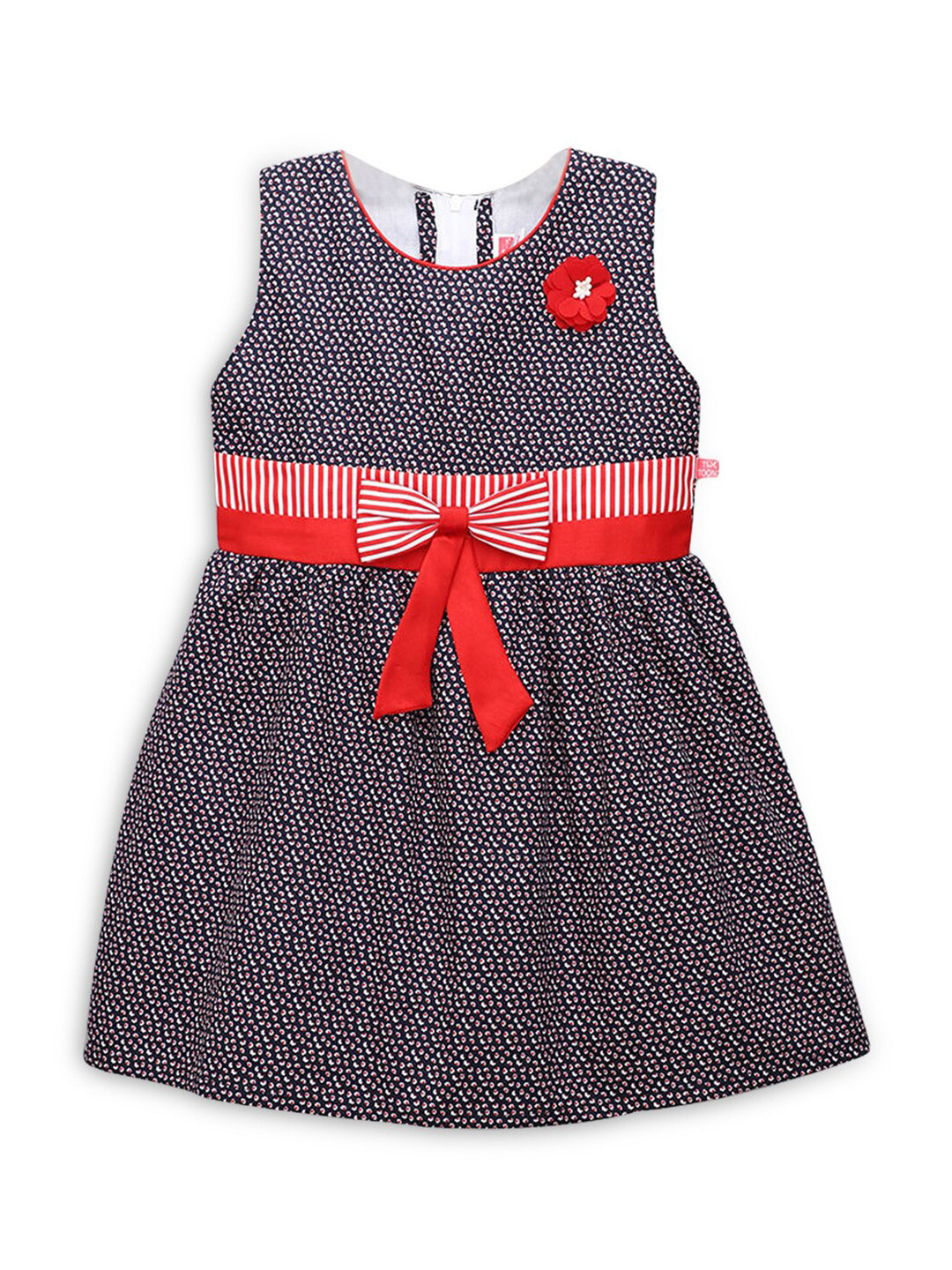 

Hopscotch Girls Navy Blue Printed Dress