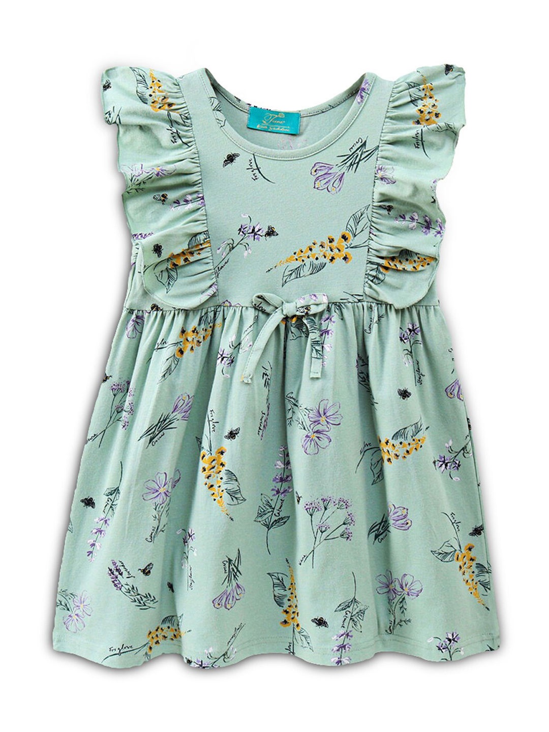 

Hopscotch Girls Green Floral Printed Cotton Dress