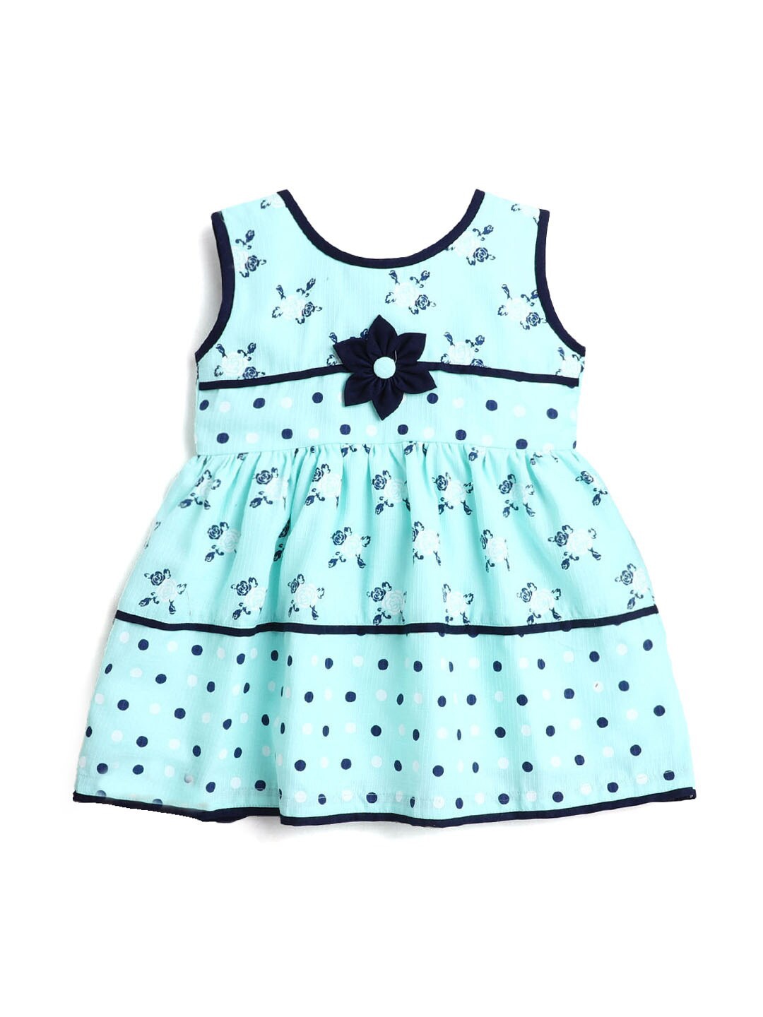 

Hopscotch Girls Green & Black Floral Peplum Cotton Dress