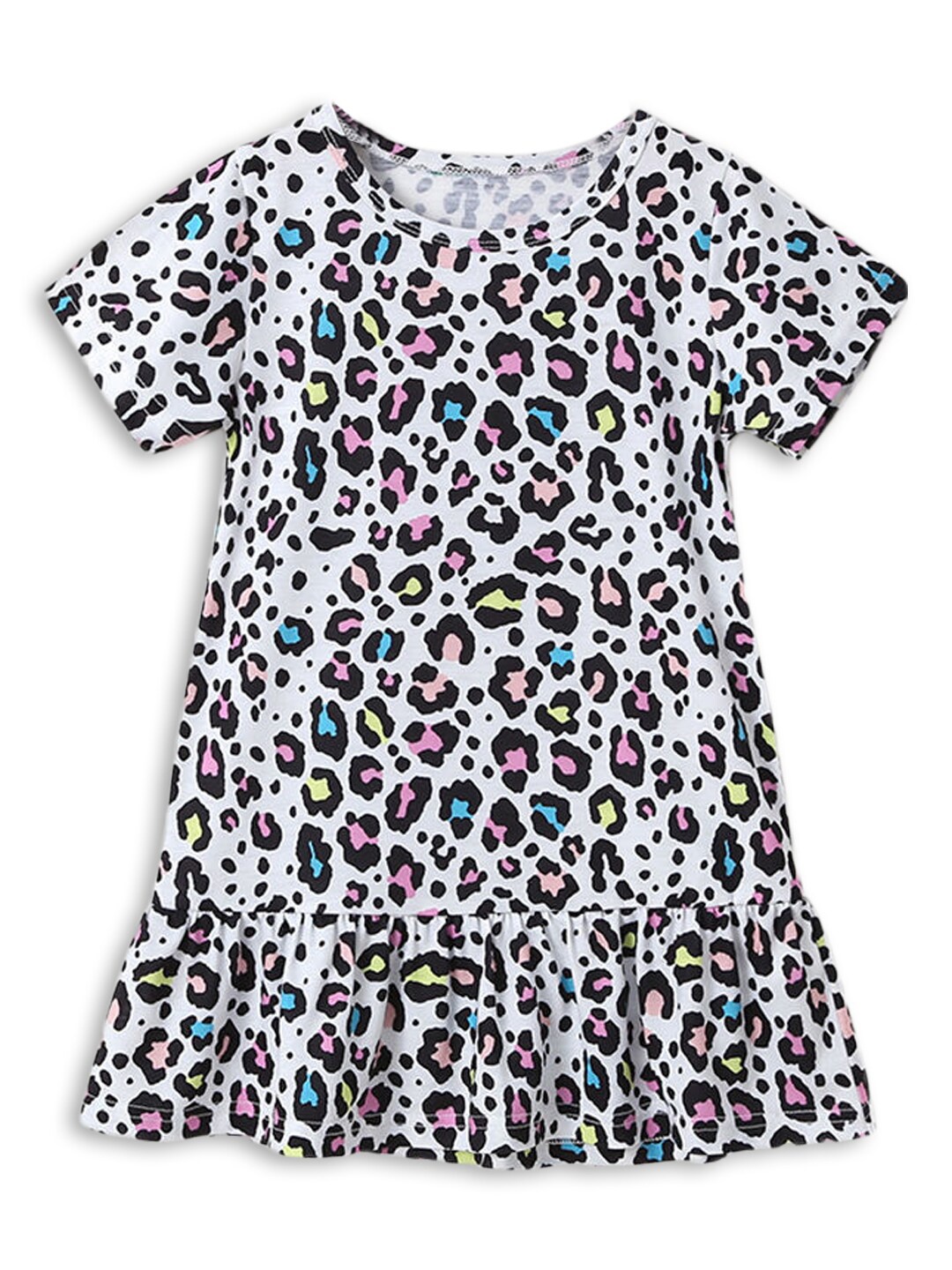 

Hopscotch Girls White & Black Animal Printed A-Line Dress