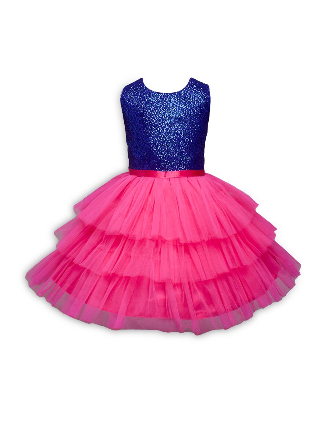 

Hopscotch Girls Fuchsia & Blue Embellished Net Dress