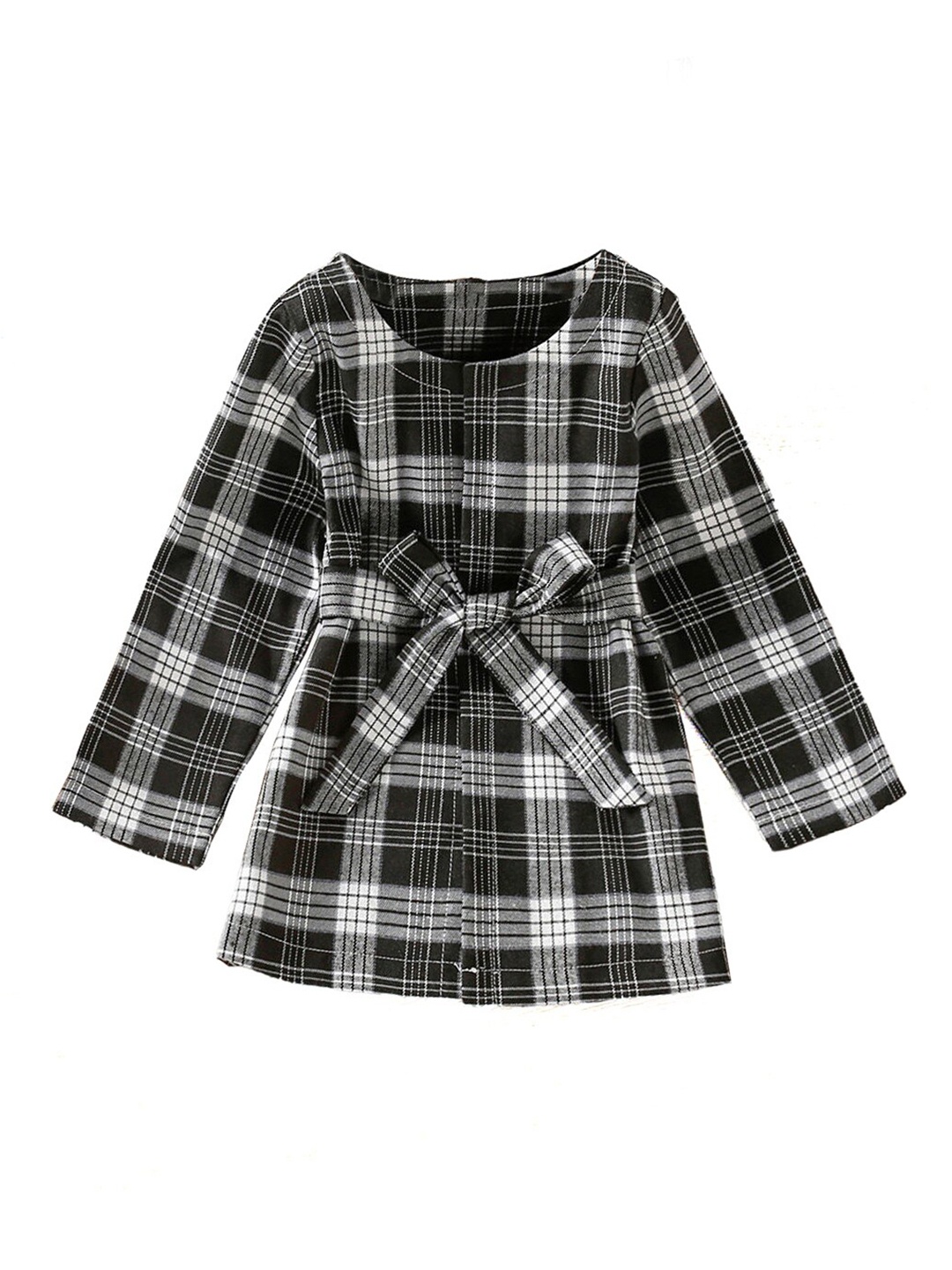 

Hopscotch Girls Black & White Checked A-Line Dress