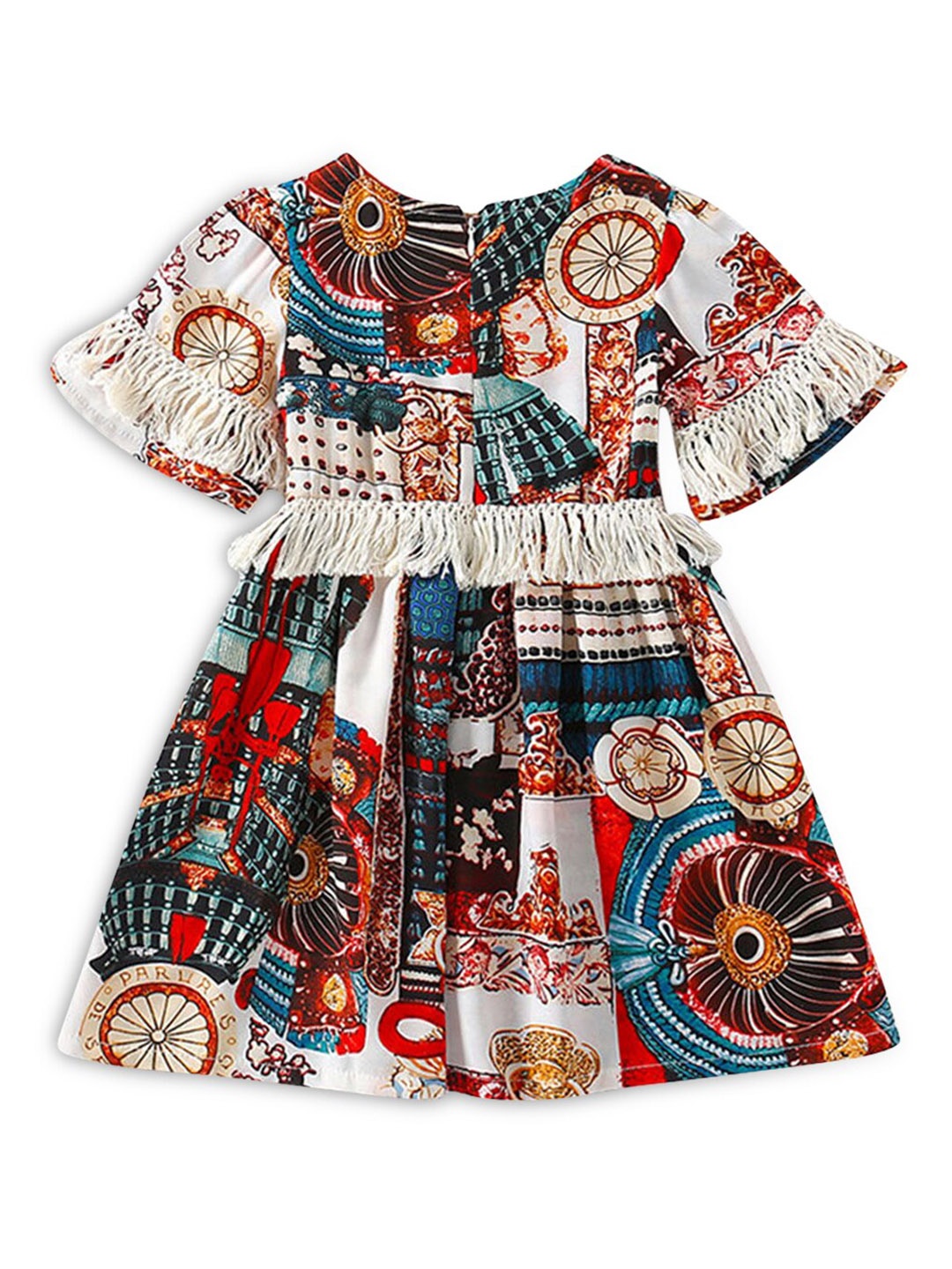 

Hopscotch Girls Red & Blue Printed Dress