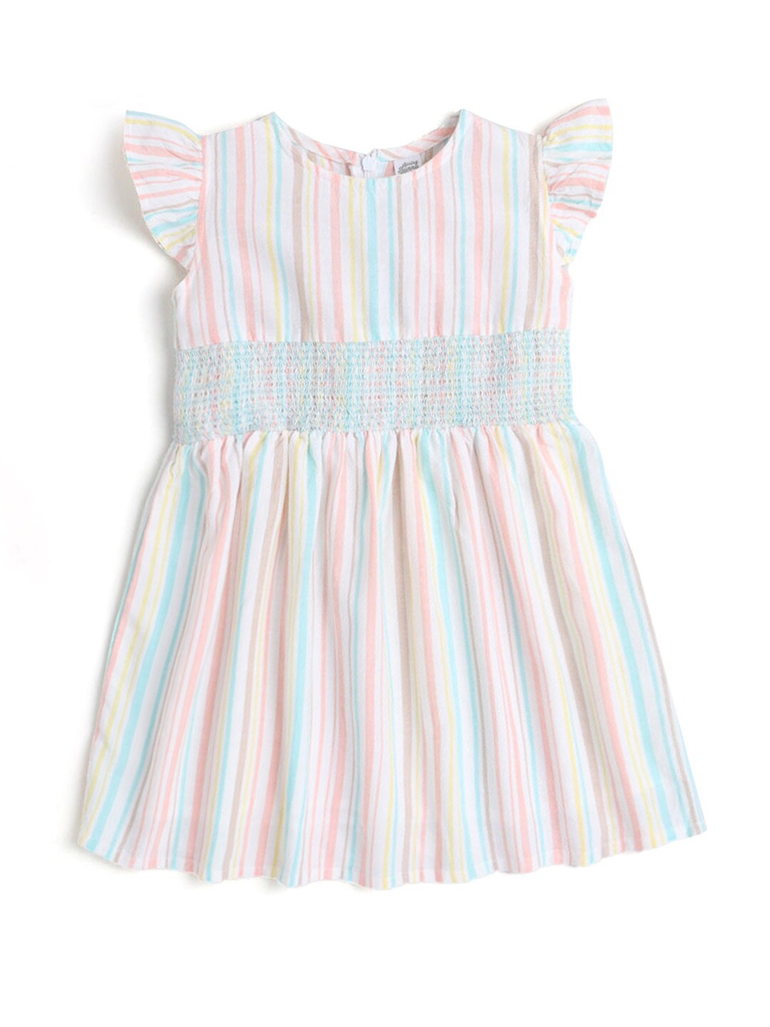 

Hopscotch Girls Turquoise Blue & Pink Striped Cotton Dress