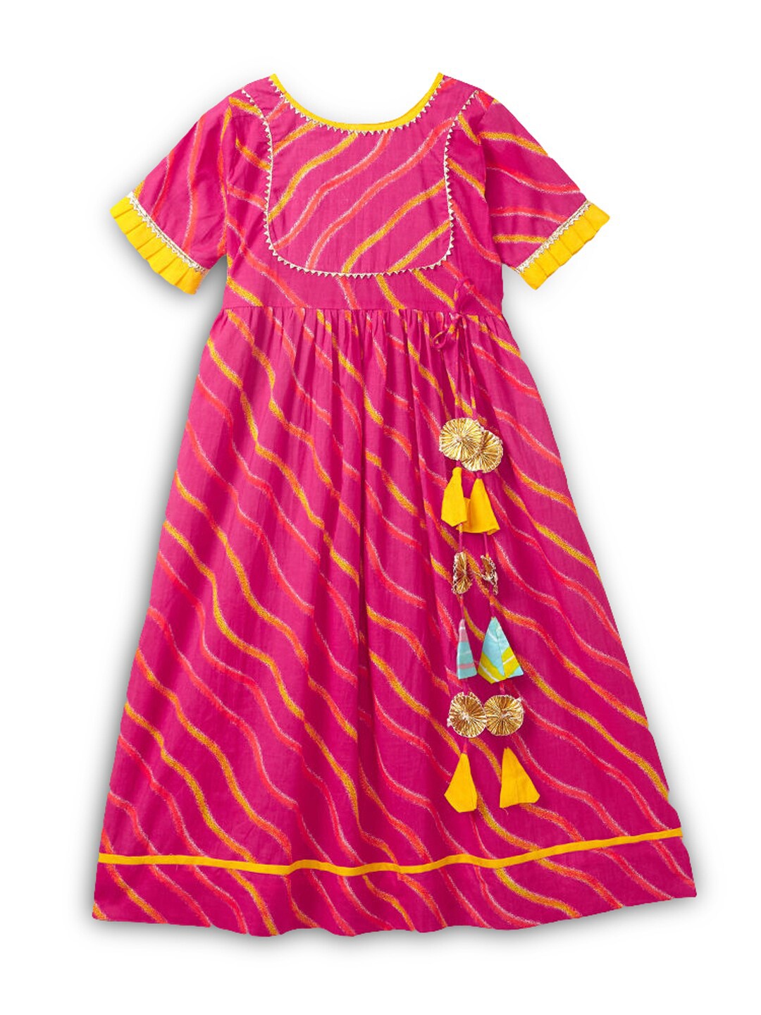 

Hopscotch Girls Pink Ethnic Gown Dress