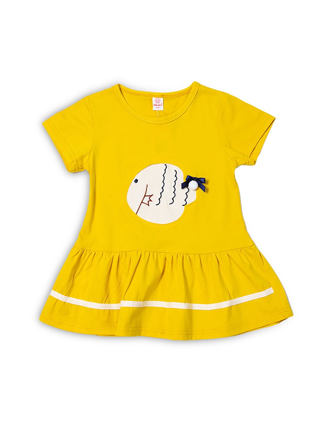 

Hopscotch Girls Yellow Applique A-Line Dress