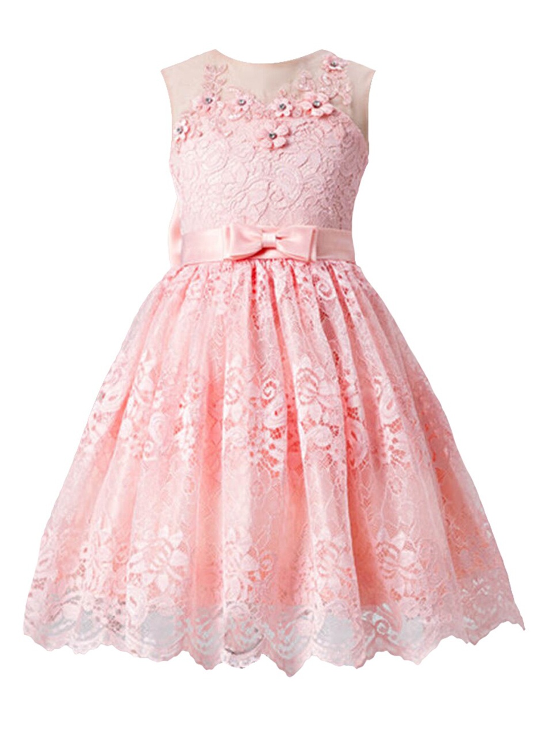 

Hopscotch Girls Pink Embellished Lace Dress