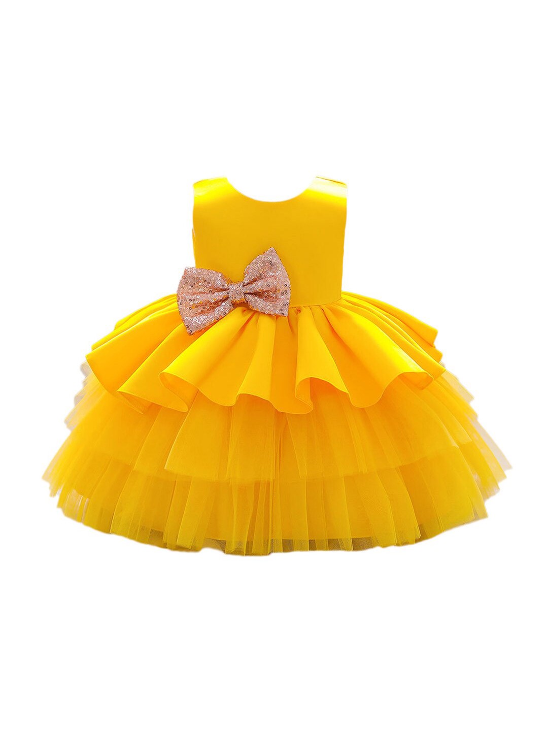 

Hopscotch Girls Yellow Embellished Gown Dress