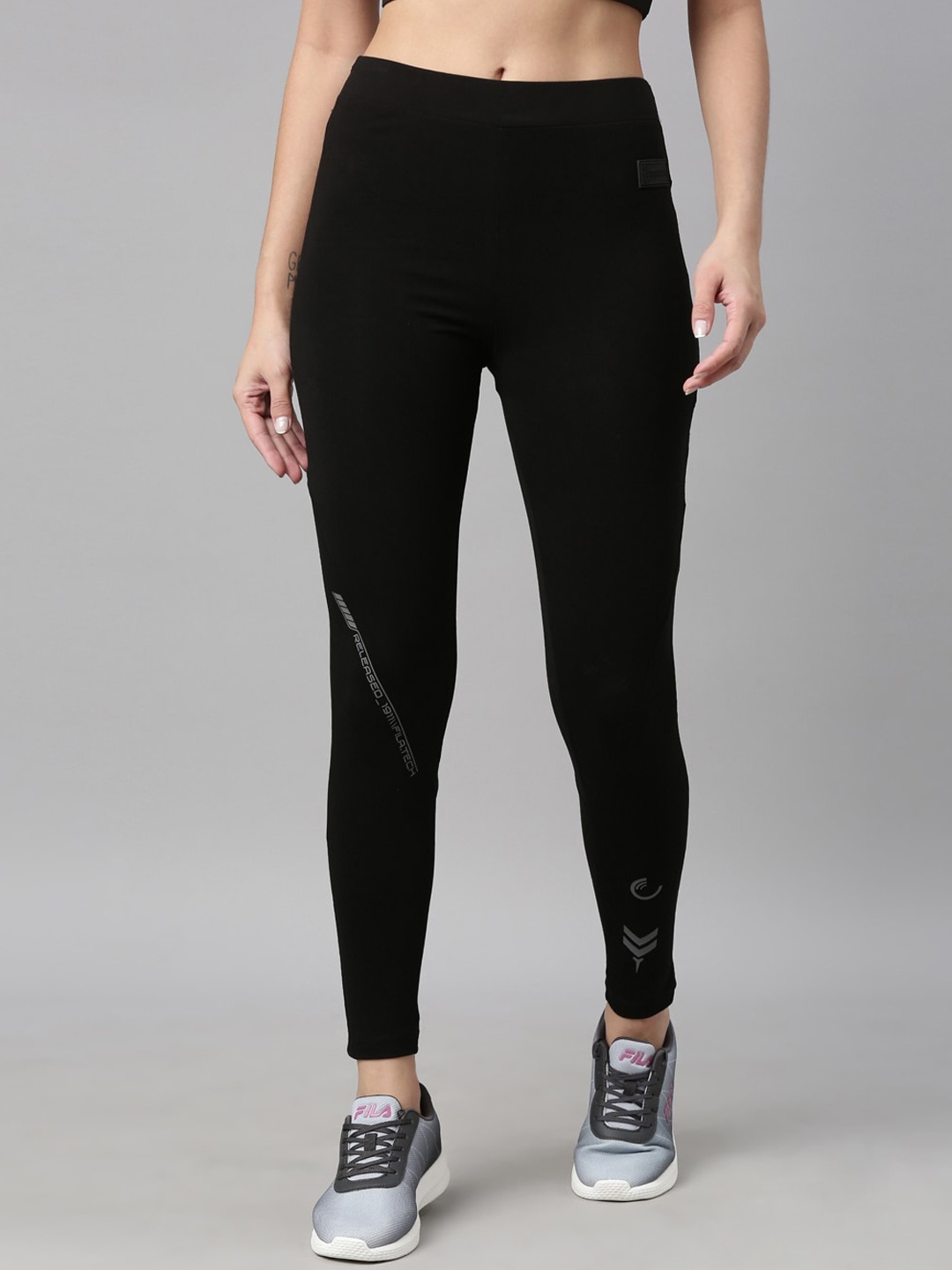 

FILA Women Black Solid Cotton Track Pant