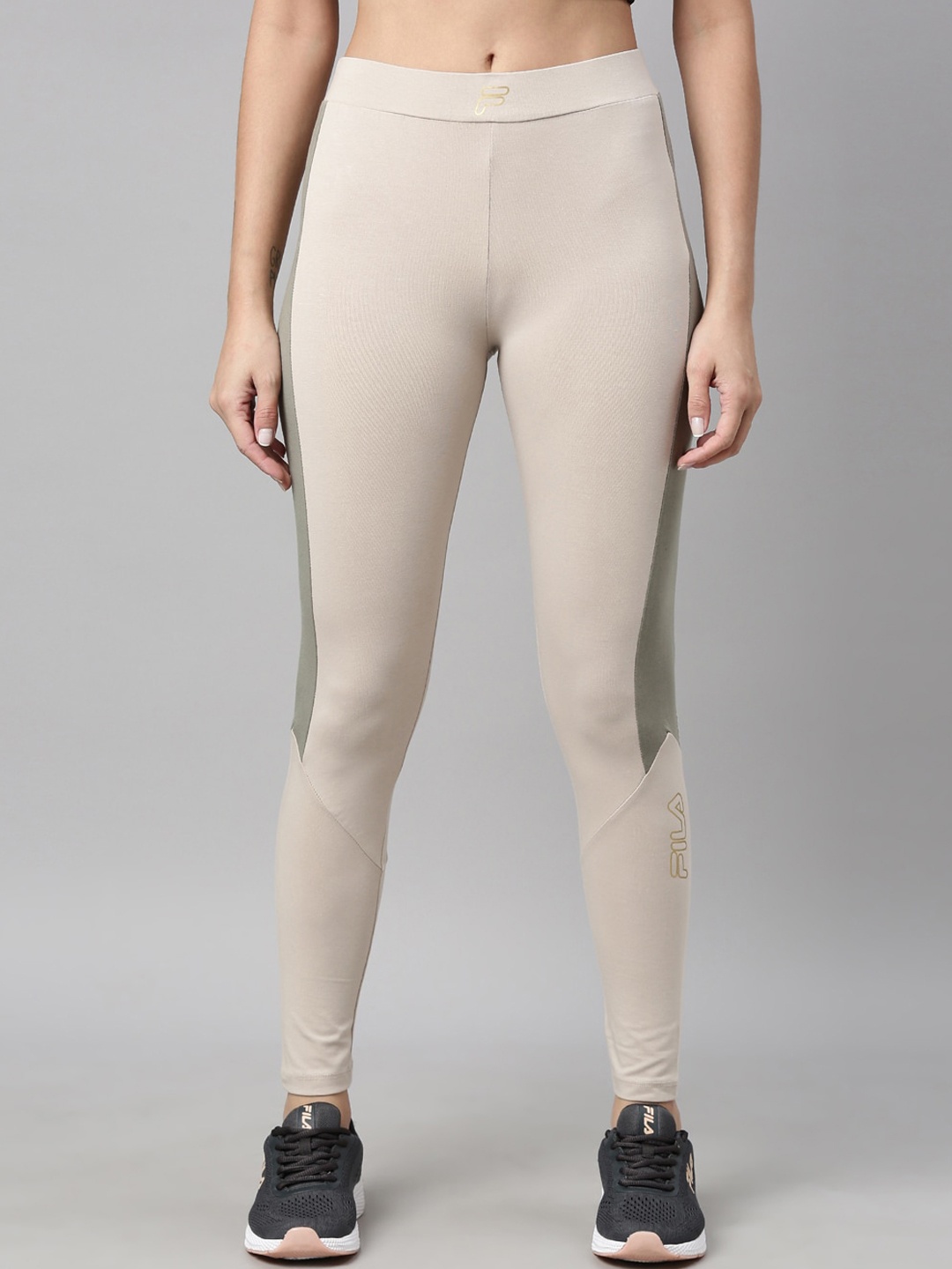 

FILA Women Beige & Grey Colourblocked Track Pants