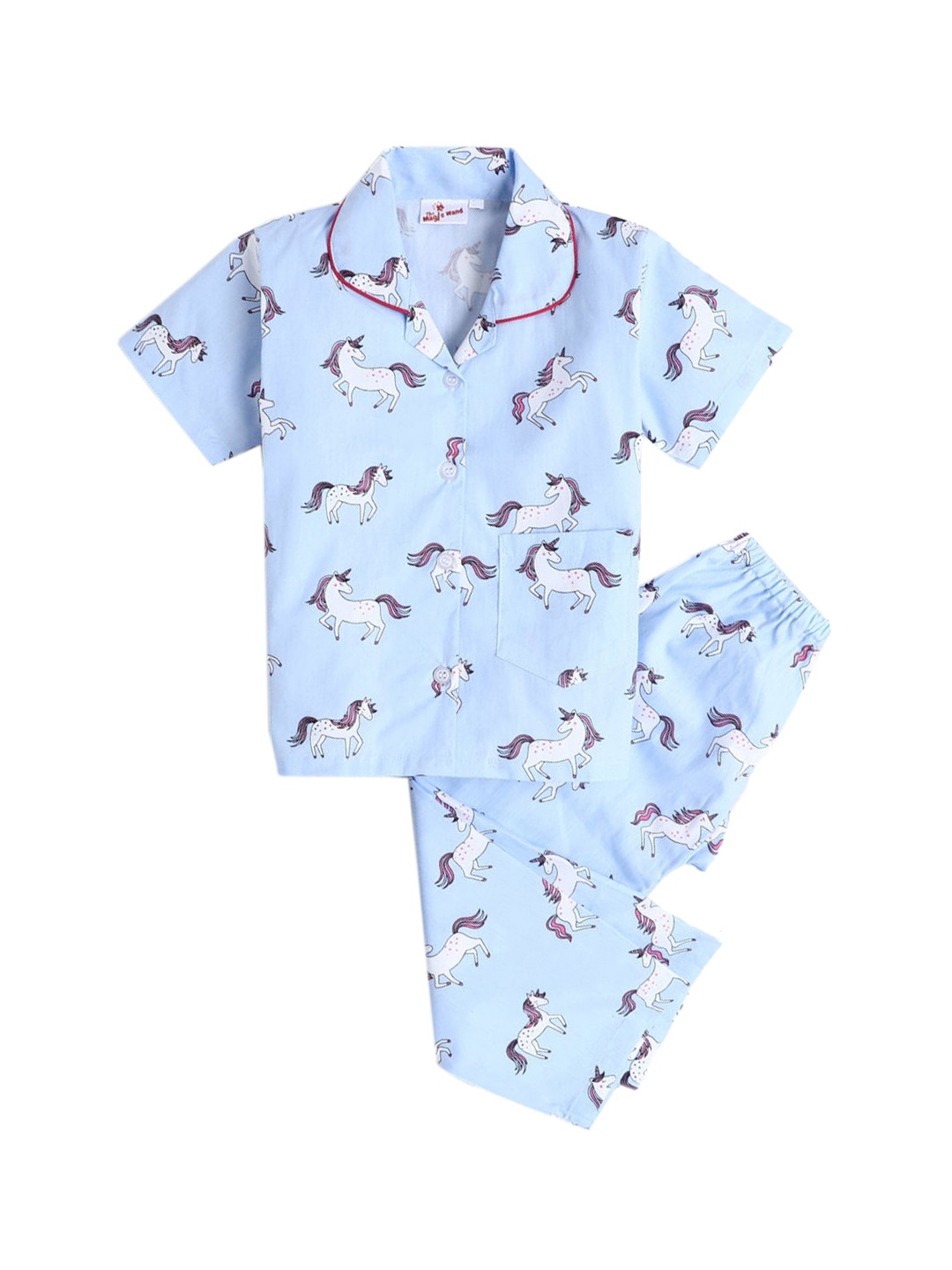 

Hopscotch Boys Blue Printed Night suit