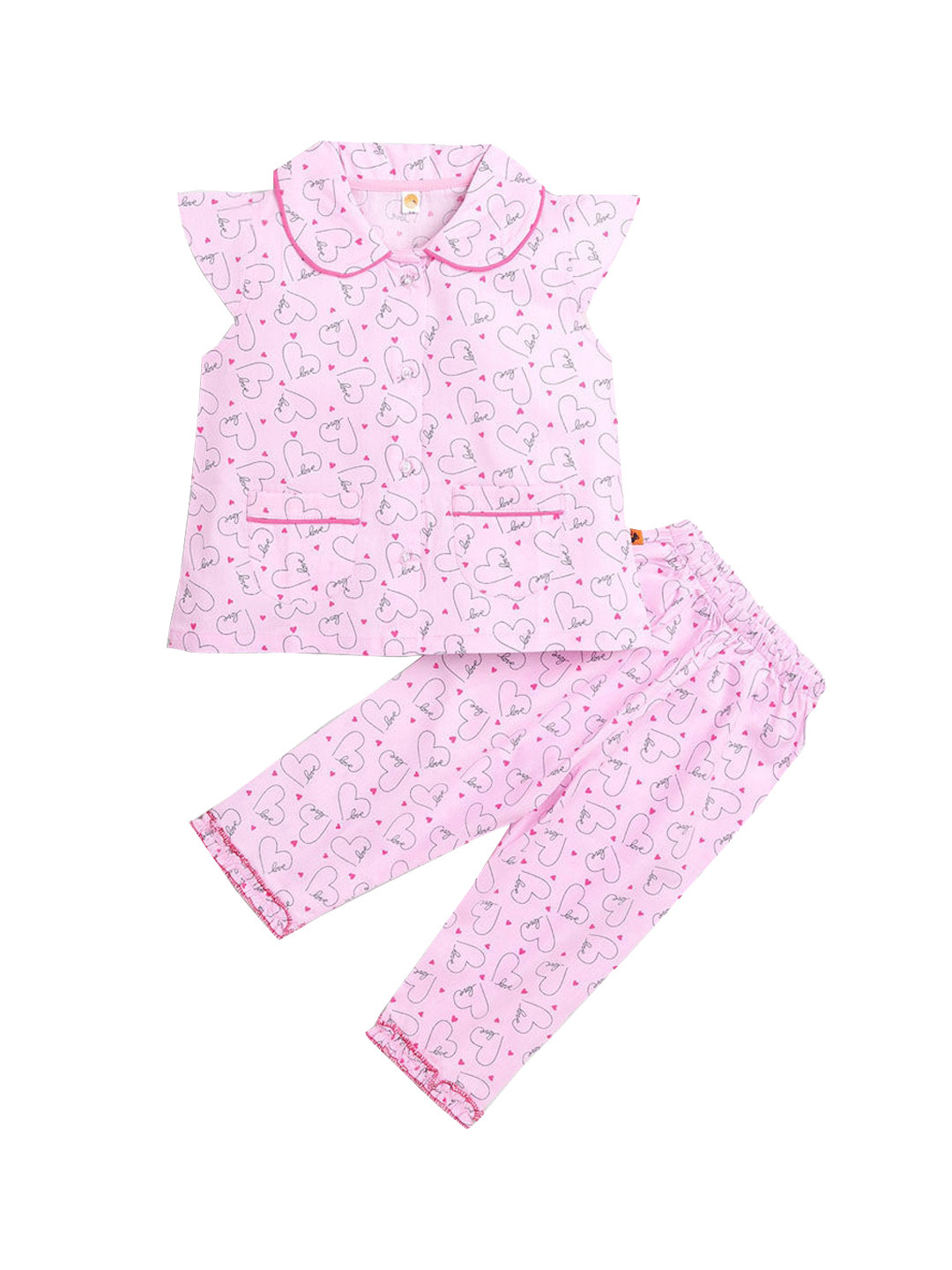 

Hopscotch Girls Pink Printed Night suit