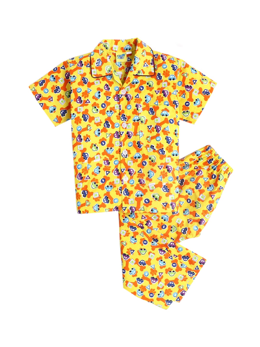 

Hopscotch Girls Yellow Printed Cotton Sleepsuit