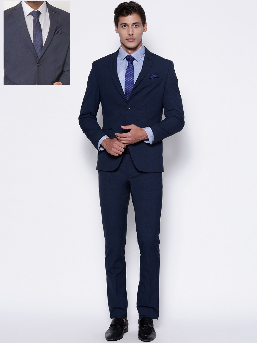 

Blackberrys Men Navy Blue Solid Single Breasted Slim-Fit 2-Piece Suits