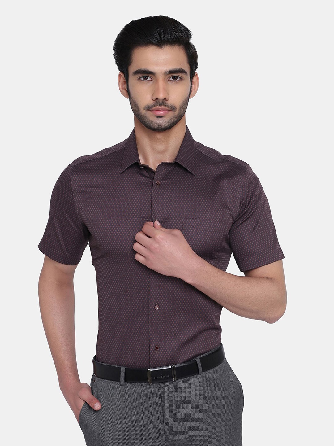 

Blackberrys Men Brown India Slim Fit Printed Formal Shirt