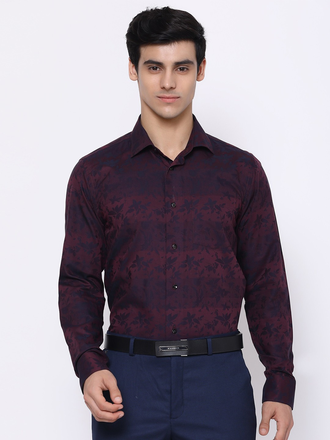 

Blackberrys Men Maroon India Slim Fit Floral Printed Formal Shirt