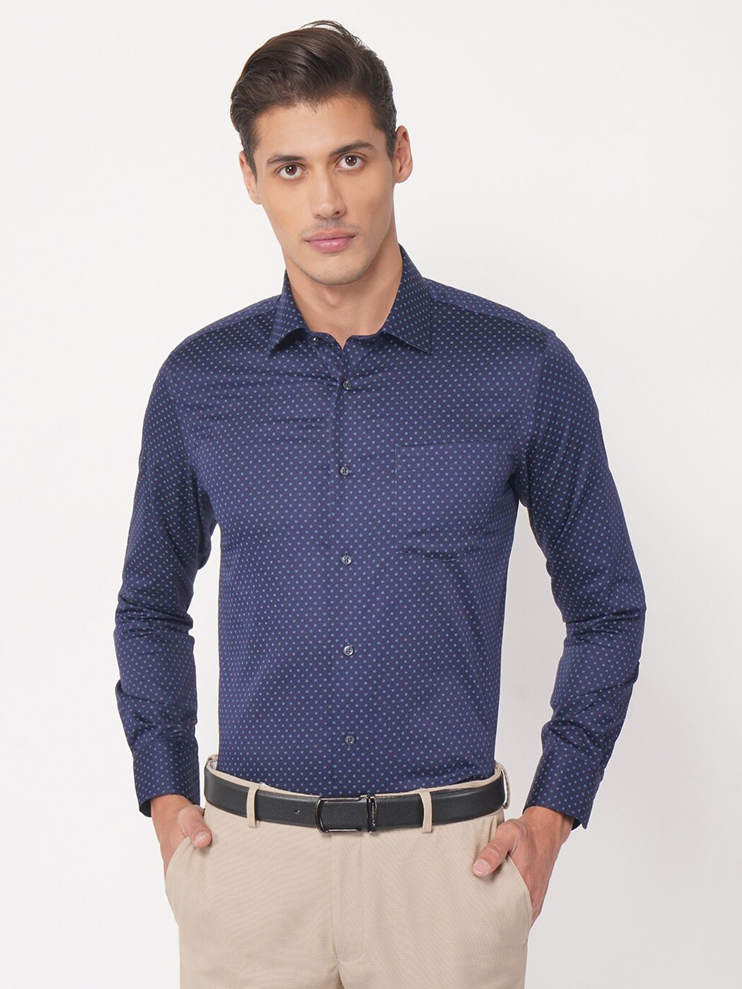 

Blackberrys Men Navy Blue India Slim Fit Printed Cotton Formal Shirt