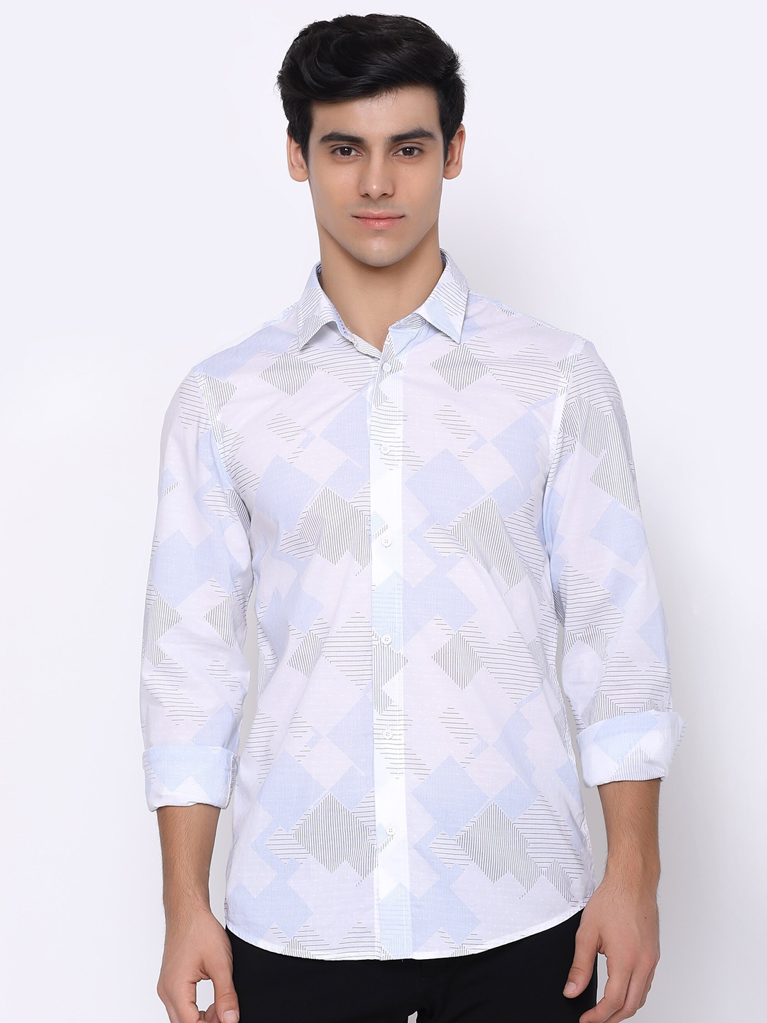 

Blackberrys Men White Phoenix Skinny Fit Printed Cotton Casual Shirt