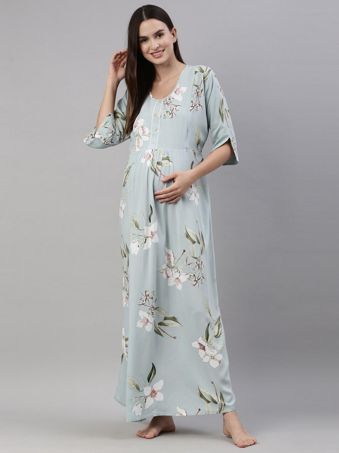 

GOLDSTROMS Green Printed Maxi Nightdress