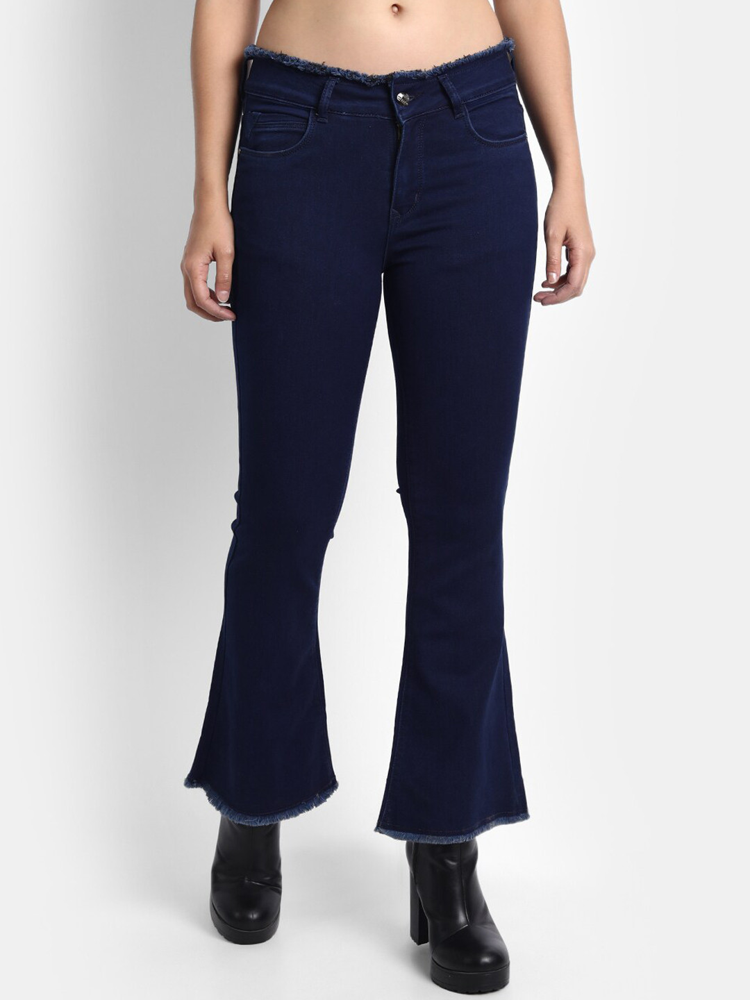 

Next One Women Navy Blue Jean Bootcut High-Rise High-Rise Boot Cut Denim Blue Jeans