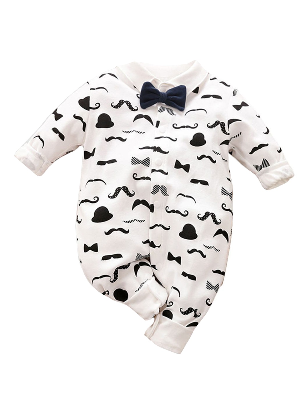 

Hopscotch Infant Boys White & Black Printed Romper