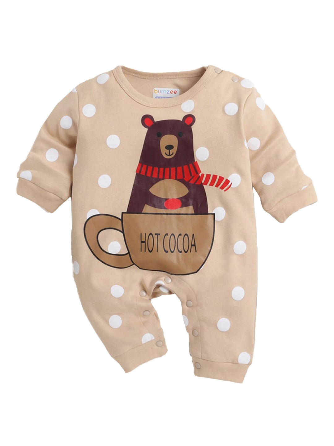 

Hopscotch Boys Infant Brown & White Printed Cotton Rompers