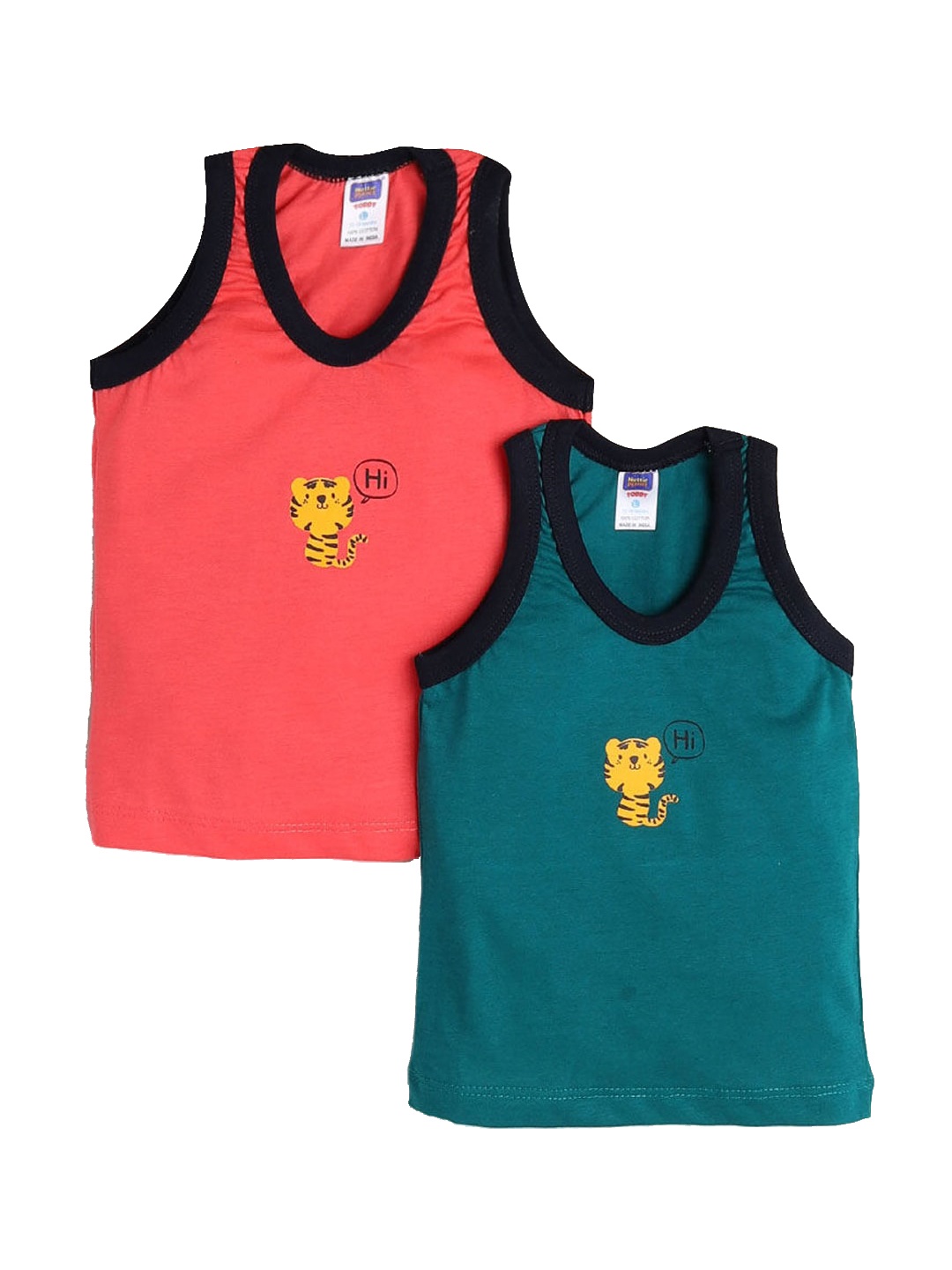

Hopscotch Boys Pack Of 2 Animal Printed Innerwear Vests, Green