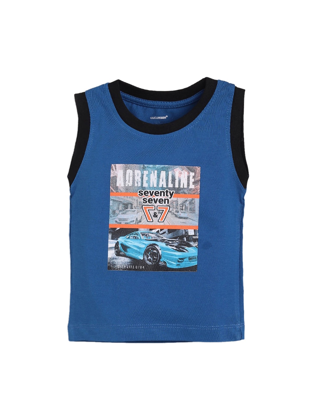 

Hopscotch Infant Boys Blue Printed Cotton Innerwear Vests