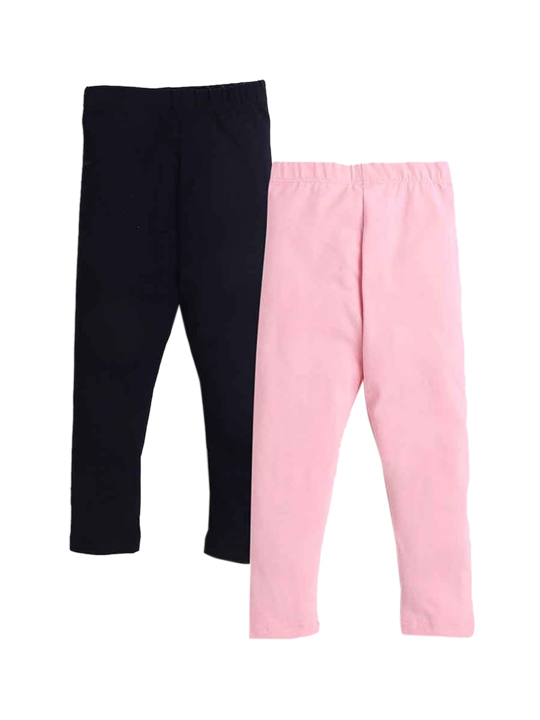 

Hopscotch Girls Pack Of 2 Black & Pink Solid Ankle-Length Leggings