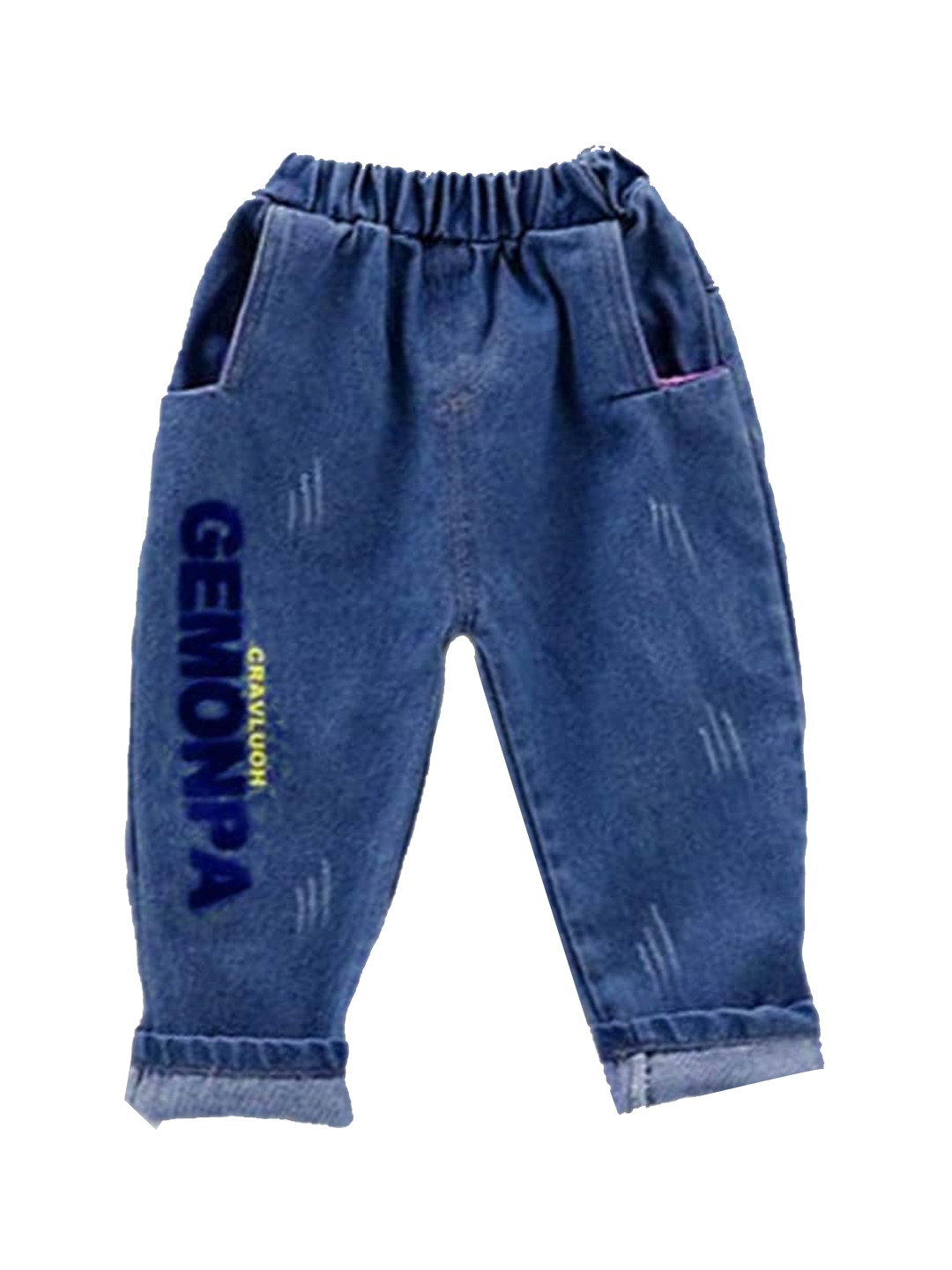 

Hopscotch Boys Blue Mildly Distressed Heavy Fade Printed Stretchable Jeans