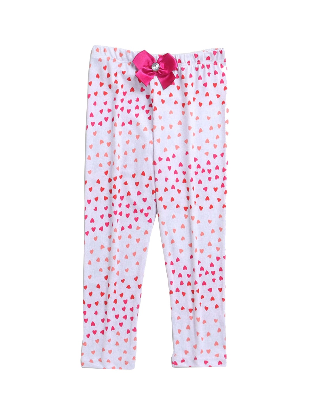 

Hopscotch Girls Off White & Pink Printed Ankle Length Leggings