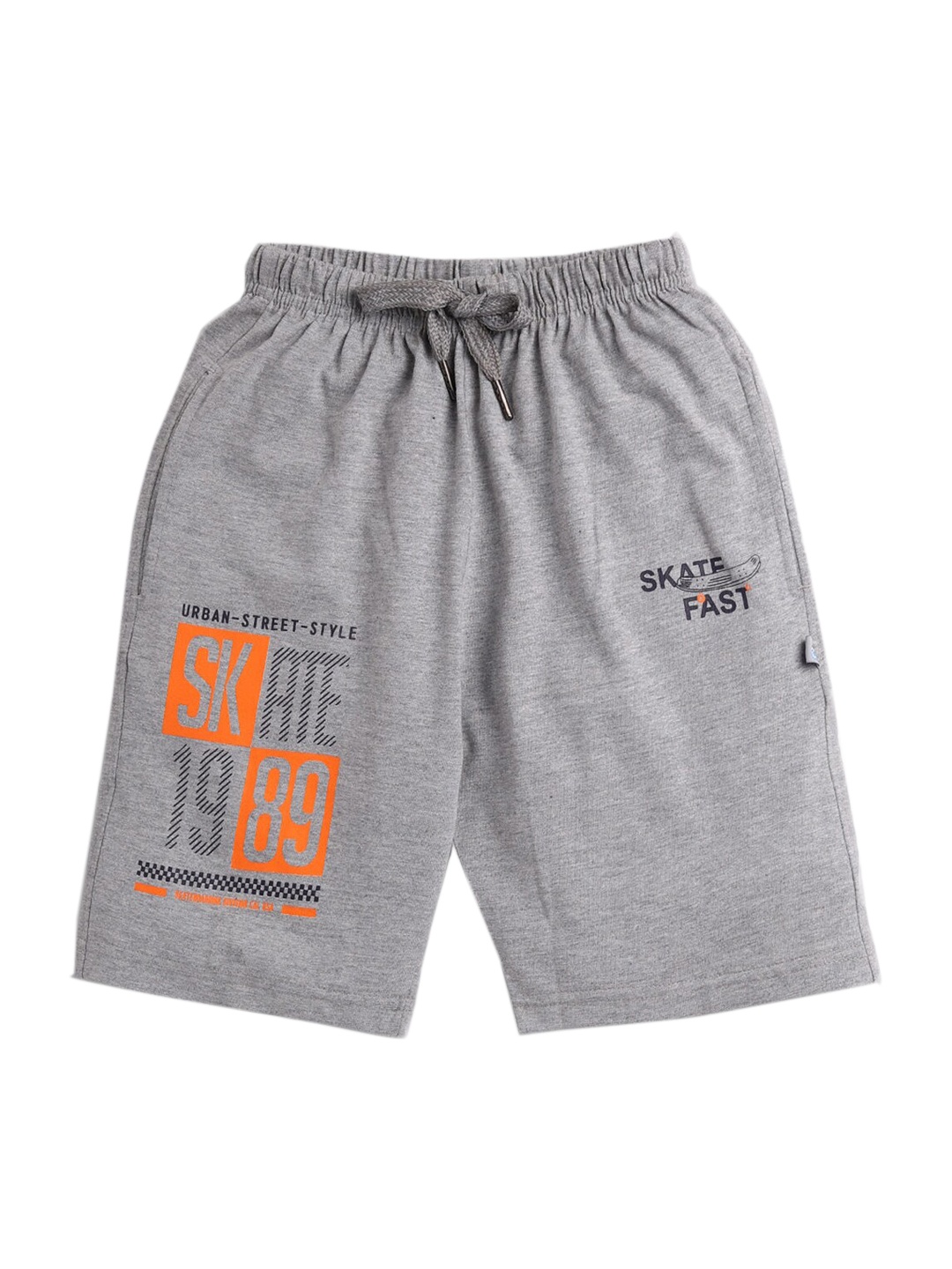 

Hopscotch Boys Grey Typography Printed Shorts