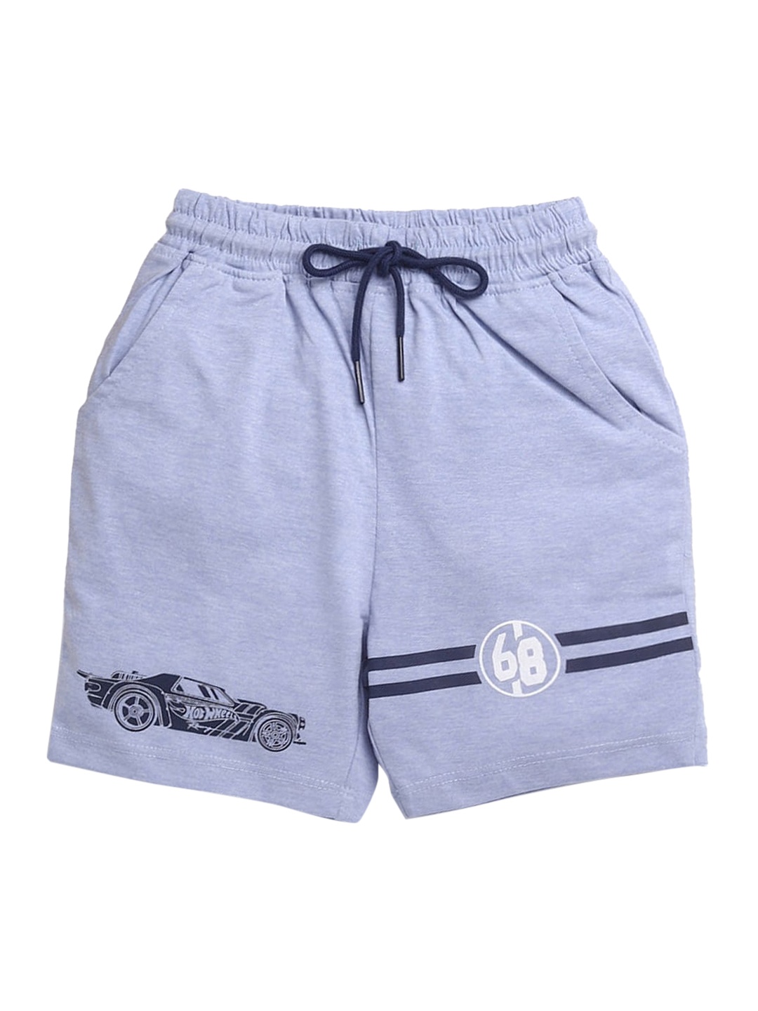 

Hopscotch Boys Blue Printed Cotton Shorts