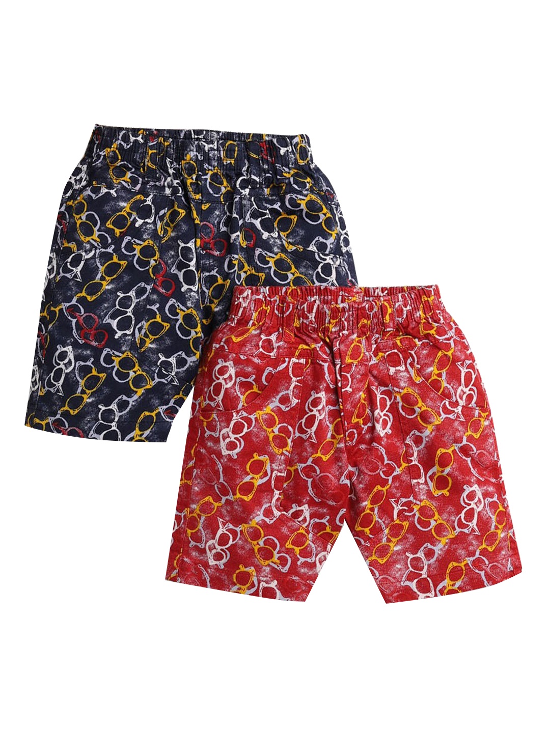 

Hopscotch Boys Multicoloured Set Of 2 Printed Pure Cotton Shorts 100% Cotton, Multi