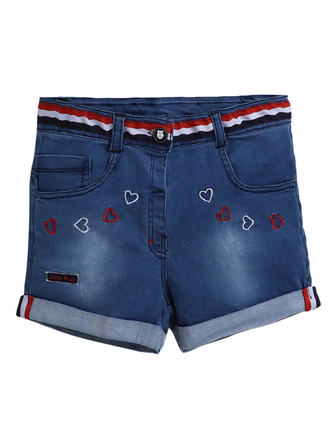 

Hopscotch Girls Blue Heart Embroidery Denim Shorts