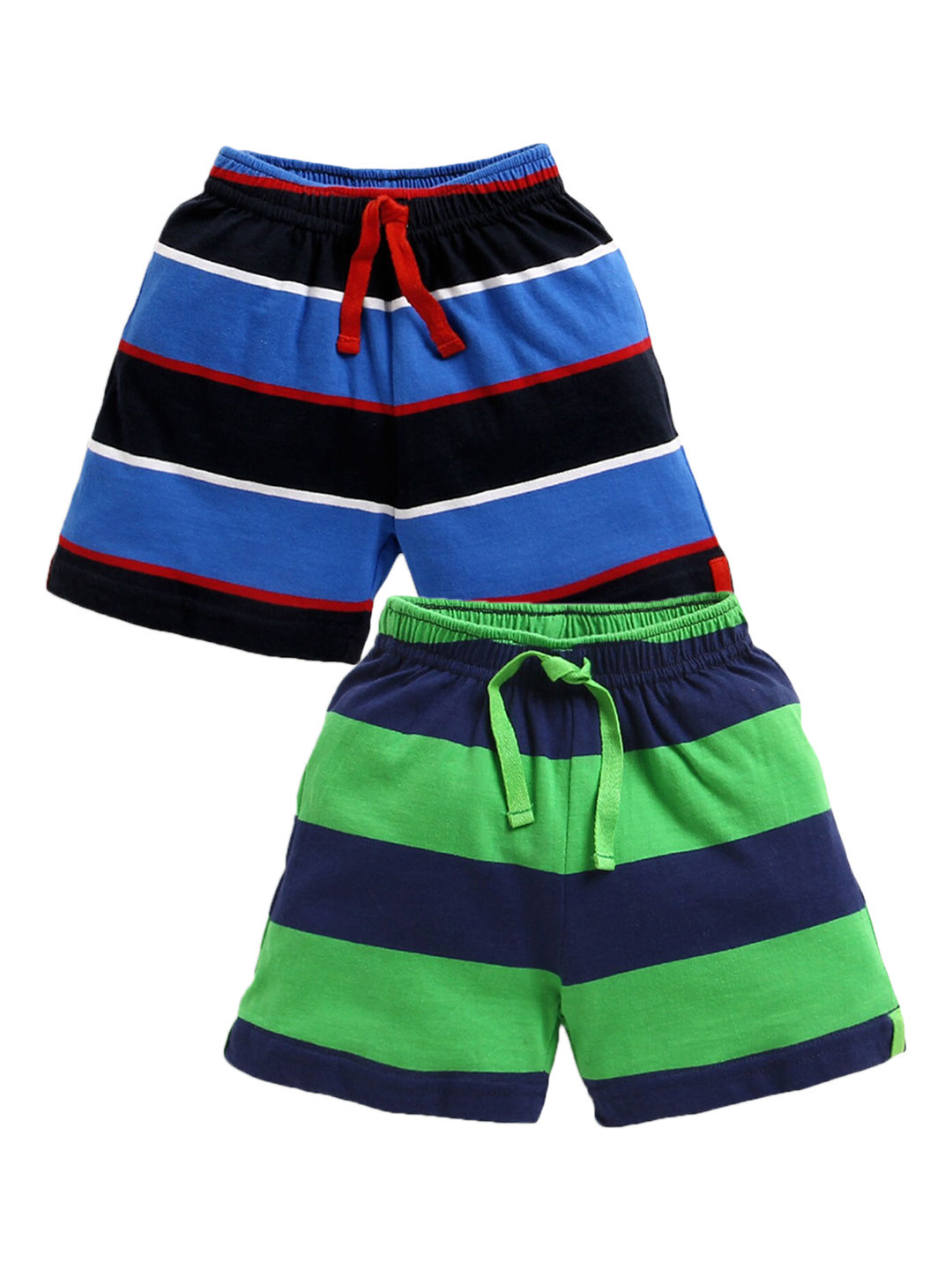 

Hopscotch Boys Pack of 2 Blue & Green Striped Cotton Shorts