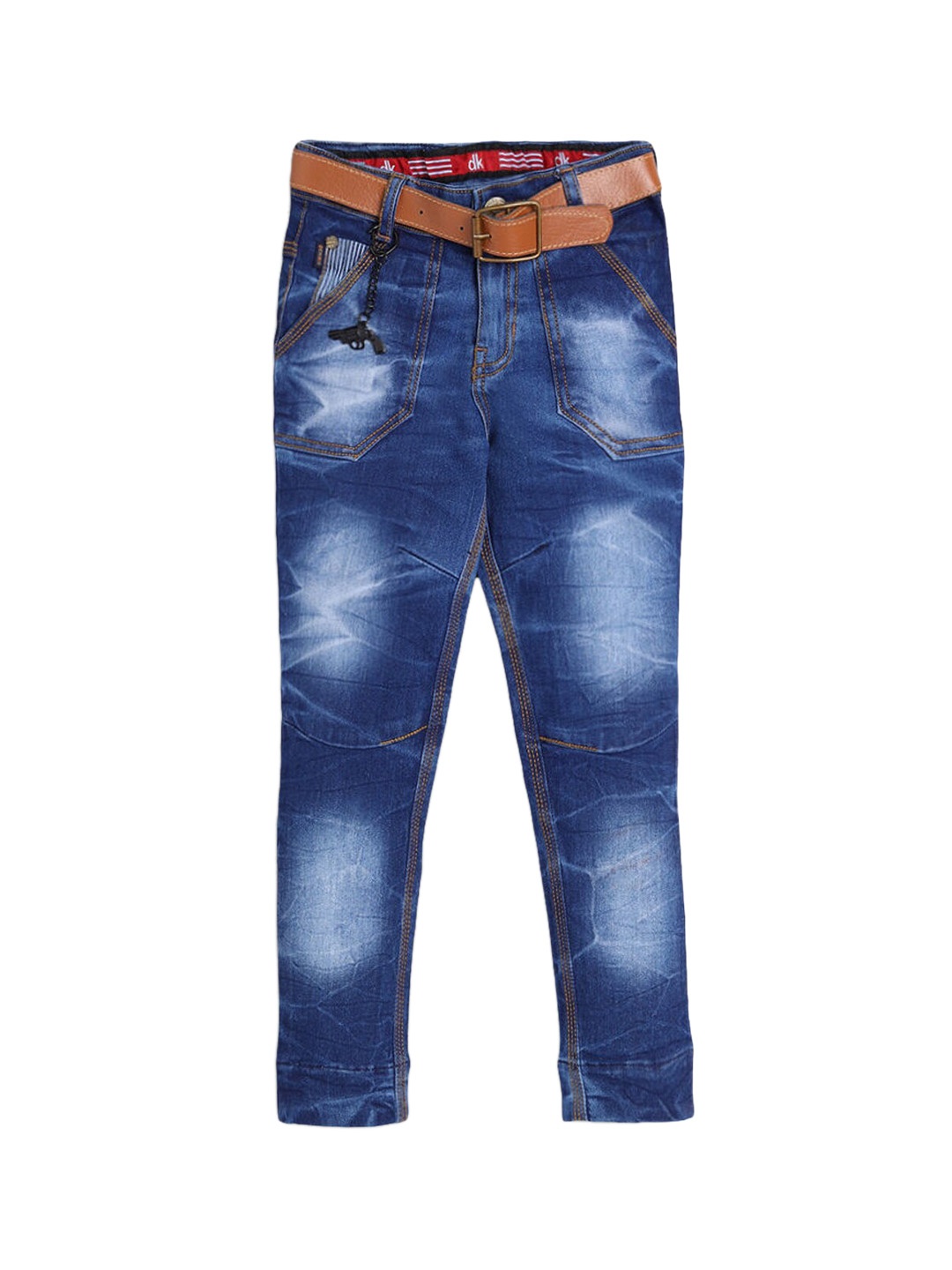

Hopscotch Boys Blue Heavy Fade Stretchable Cotton Jeans