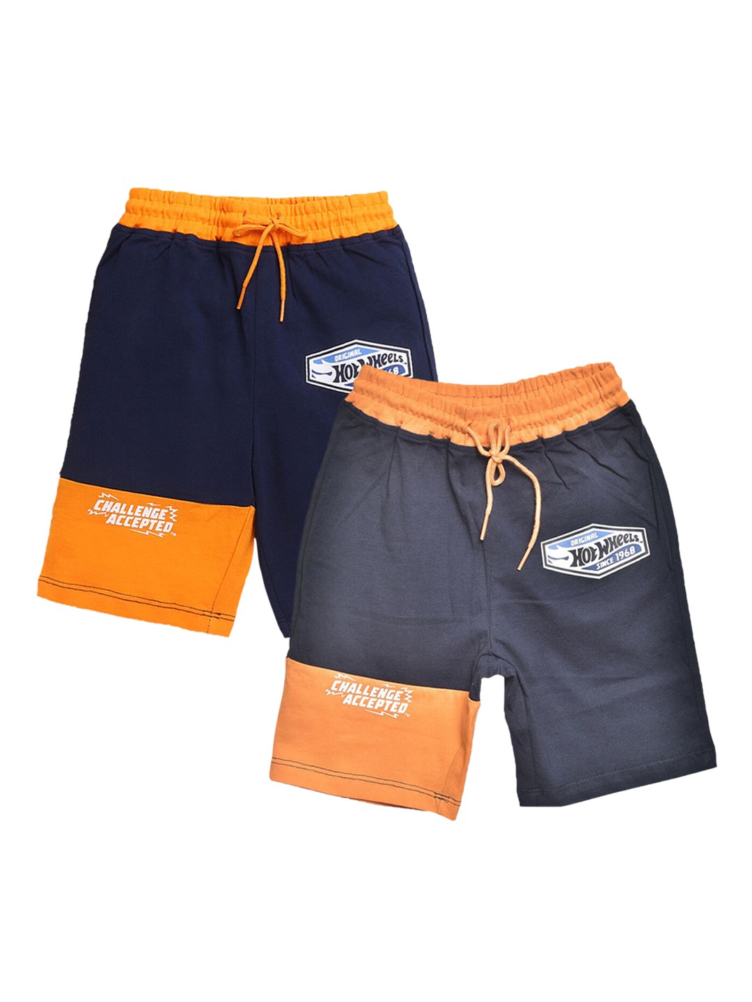 

Hopscotch Boys Pack of 2 Typography Printed Shorts, Navy blue