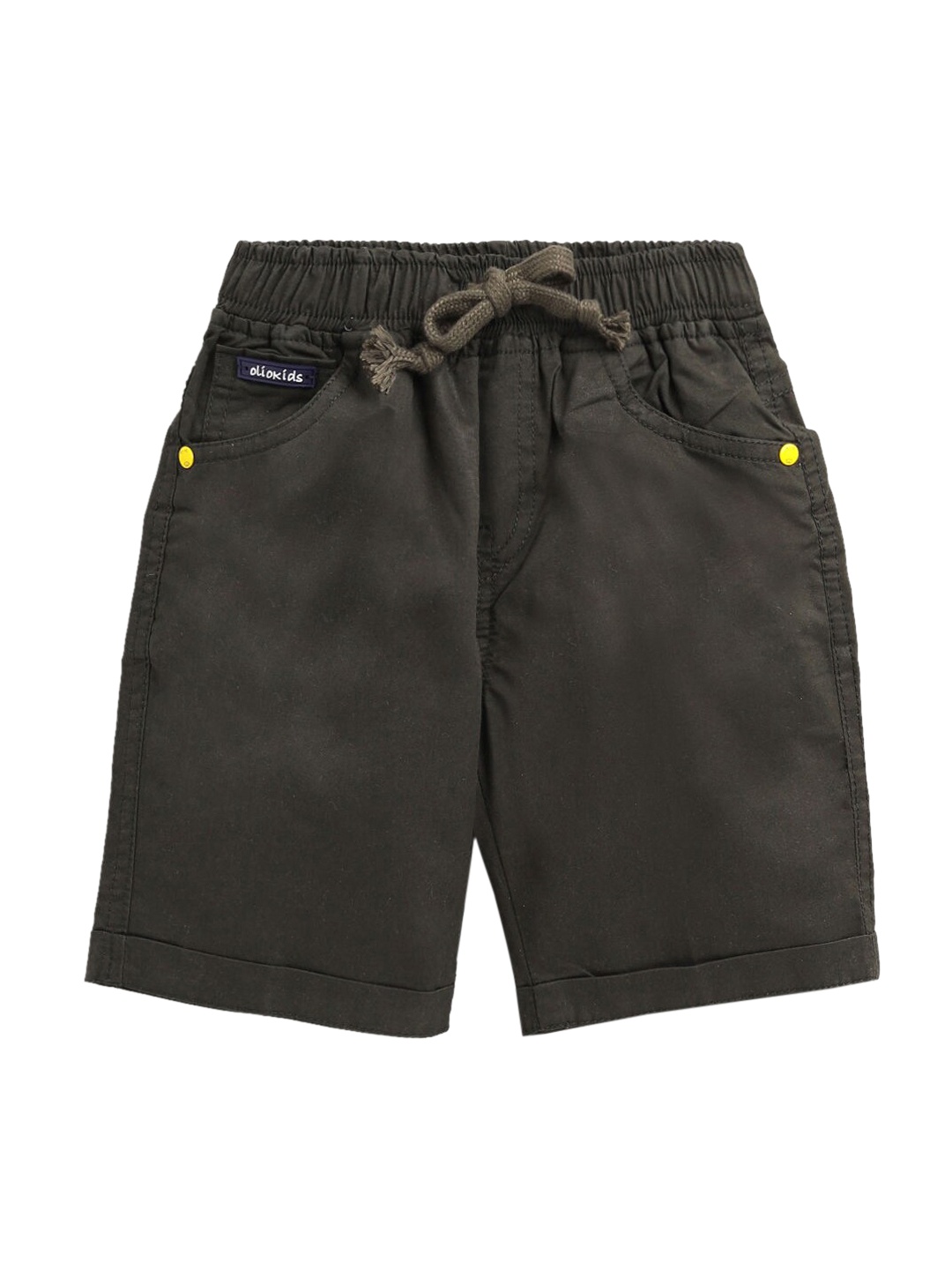 

Hopscotch Boys Olive Green Solid Regular Shorts