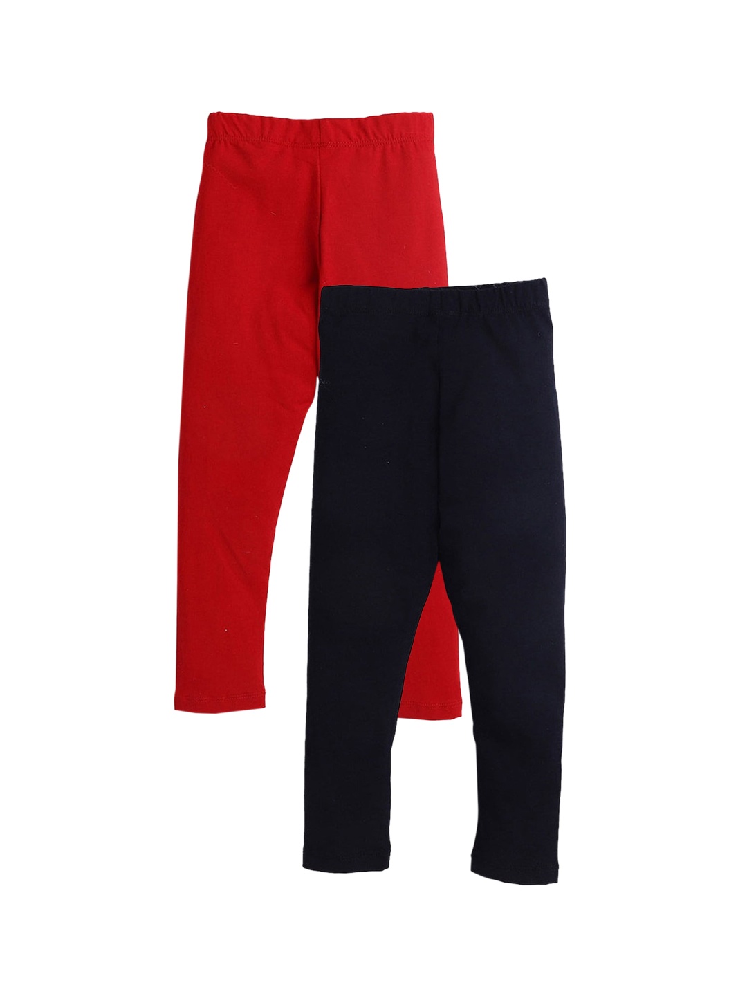 

Hopscotch Girls Pack Of 2 Solid Cotton Leggings, Red