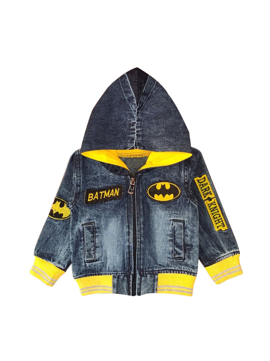 

Hopscotch Boys Grey Yellow Washed Lightweight Denim Jacket with Embroidered