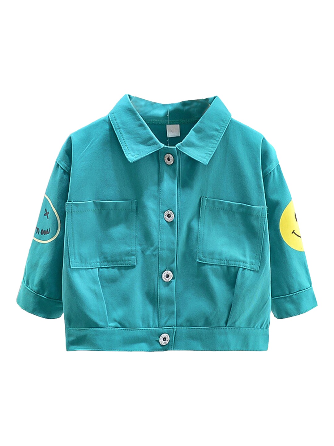 

Hopscotch Girls Green Printed Lightweight Crop Jacket 95% Cotton
