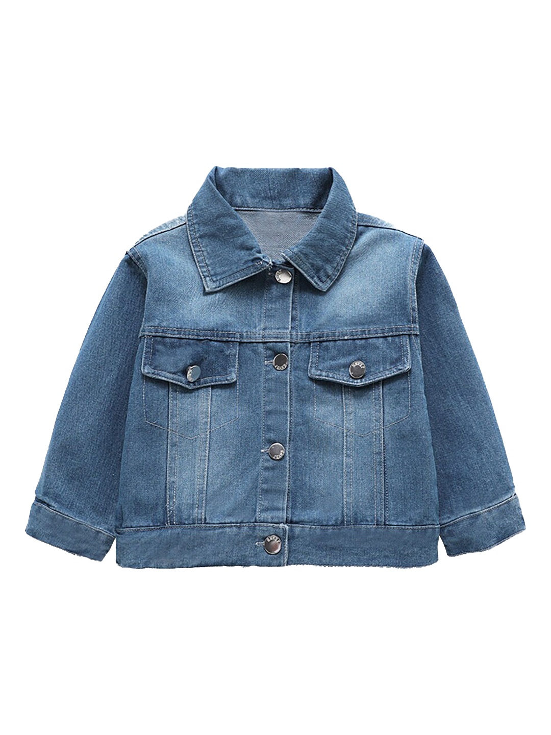 

Hopscotch Girls Blue Washed Lightweight Crop Denim Jacket with Embroidered