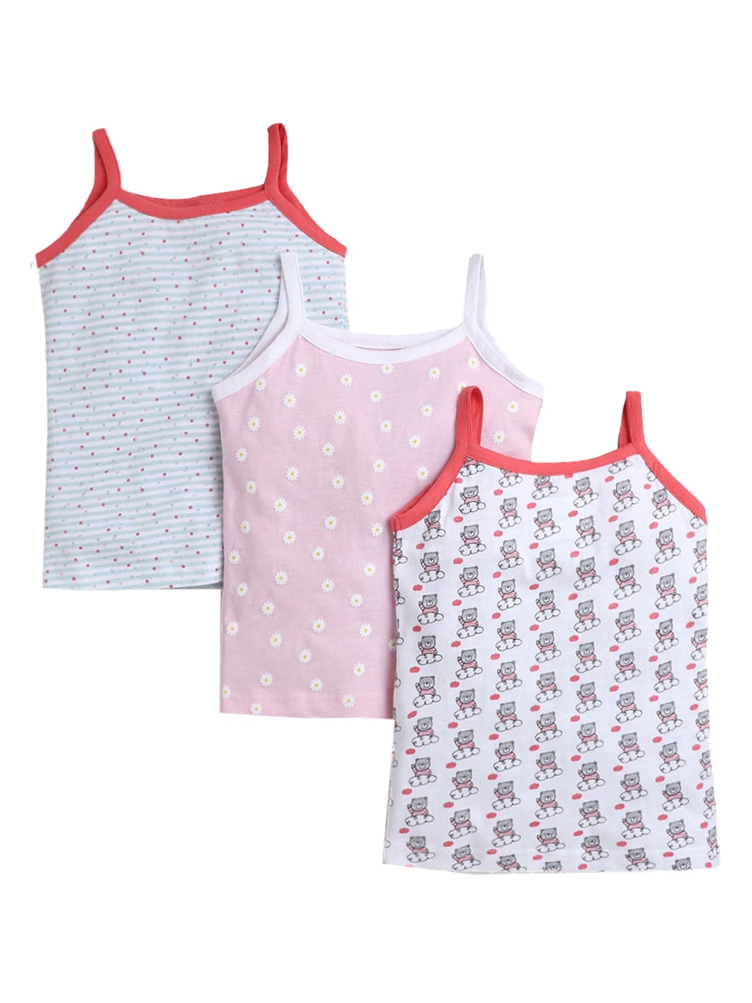 

Hopscotch Infant Girls Pack Of 3 Printed Cotton Camisoles, White